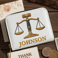 Personalized Custom Leather Wallet with Gavel for Lawyers Leather Wallet GradoCreations