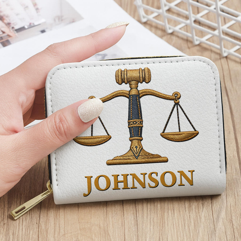 Personalized Custom Leather Wallet with Gavel for Lawyers Leather Wallet GradoCreations