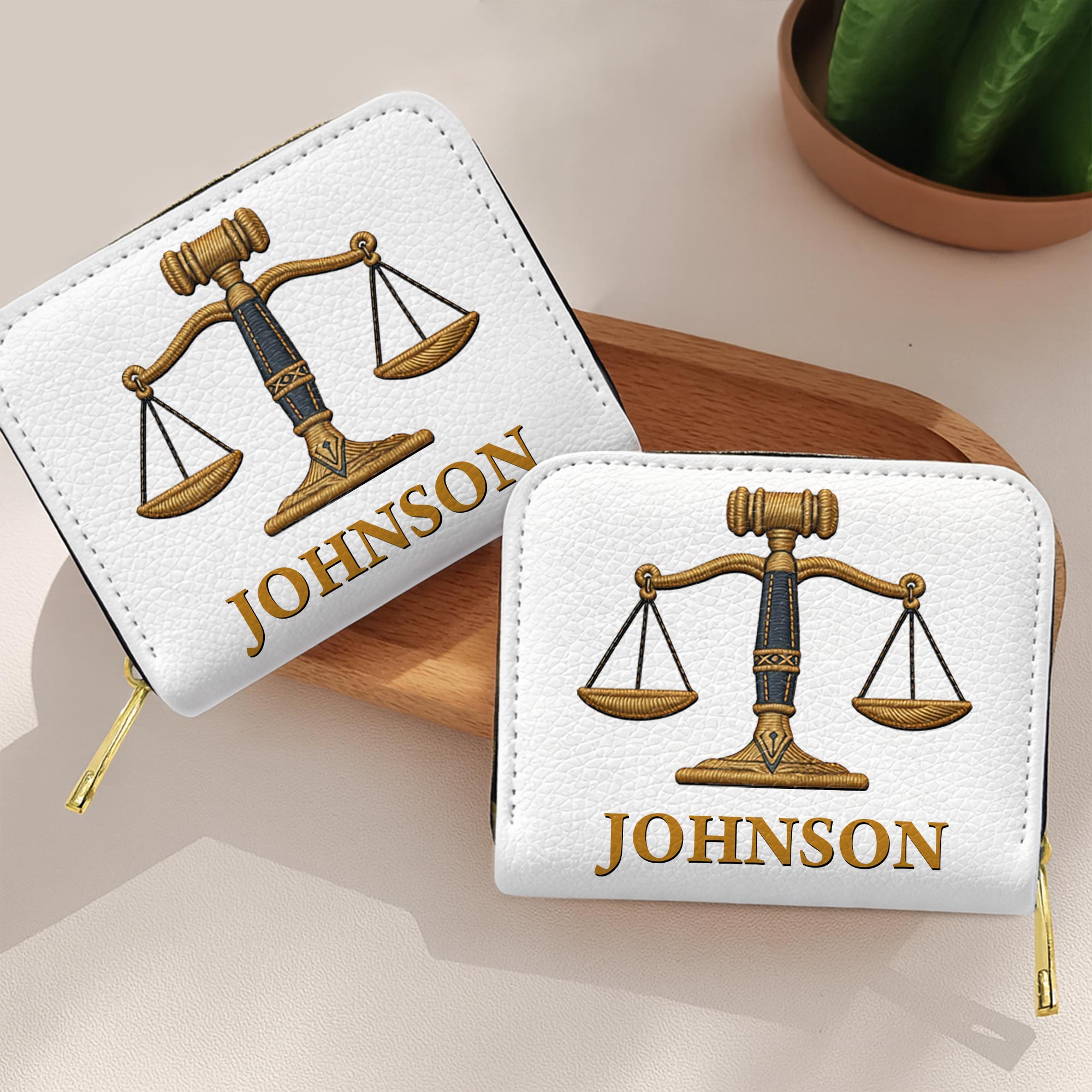Personalized Custom Leather Wallet with Gavel for Lawyers Leather Wallet GradoCreations