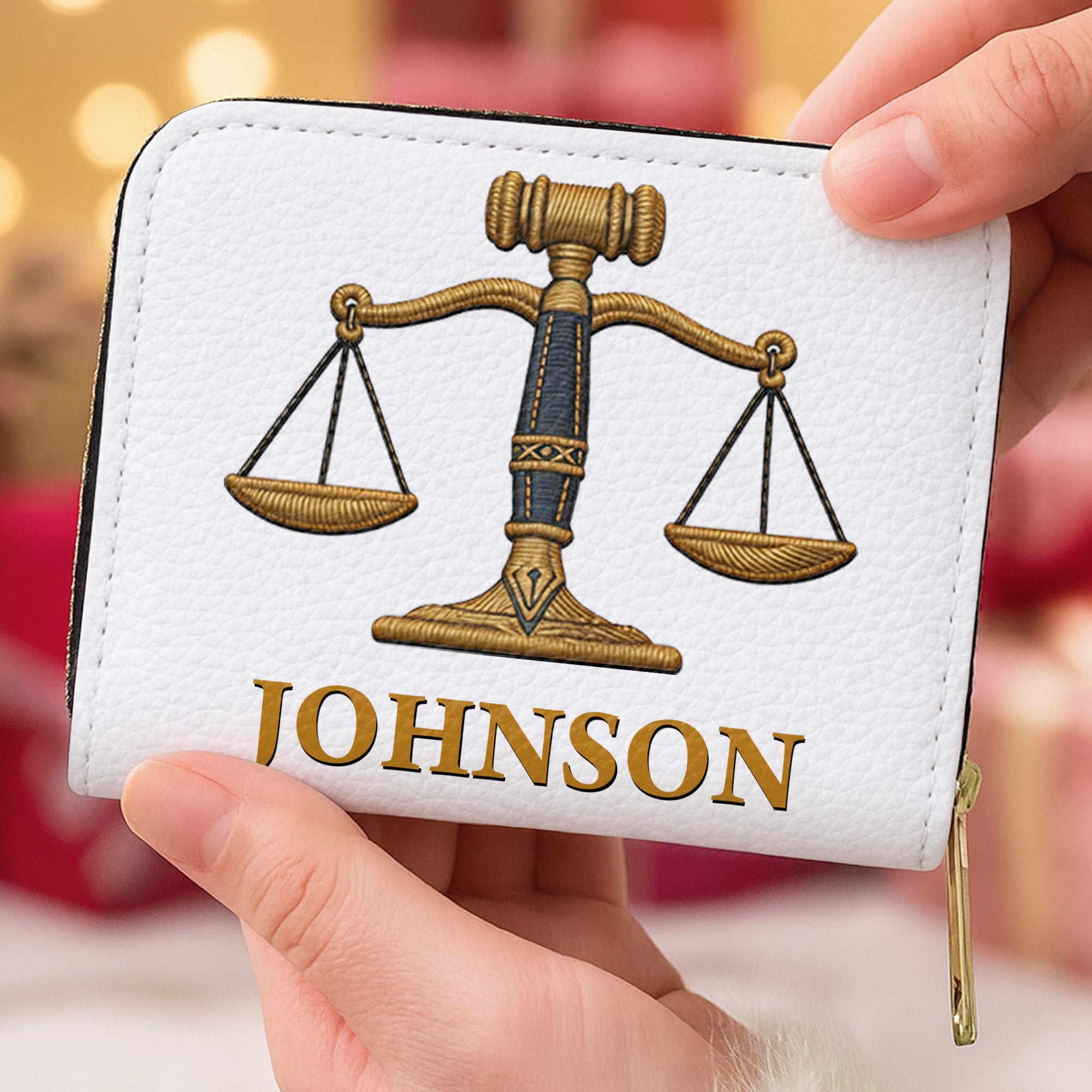 Personalized Custom Leather Wallet with Gavel for Lawyers Leather Wallet GradoCreations
