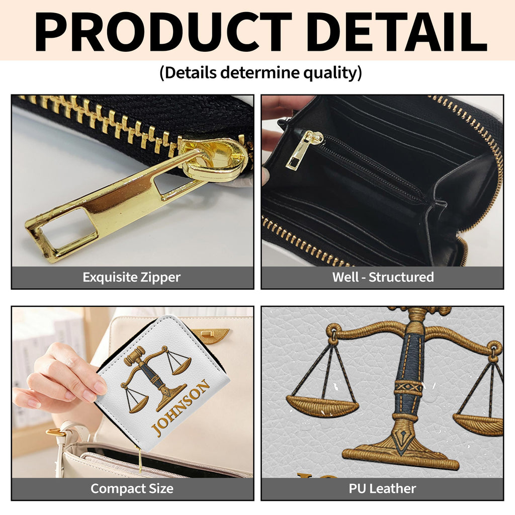 Personalized Custom Leather Wallet with Gavel for Lawyers Leather Wallet GradoCreations
