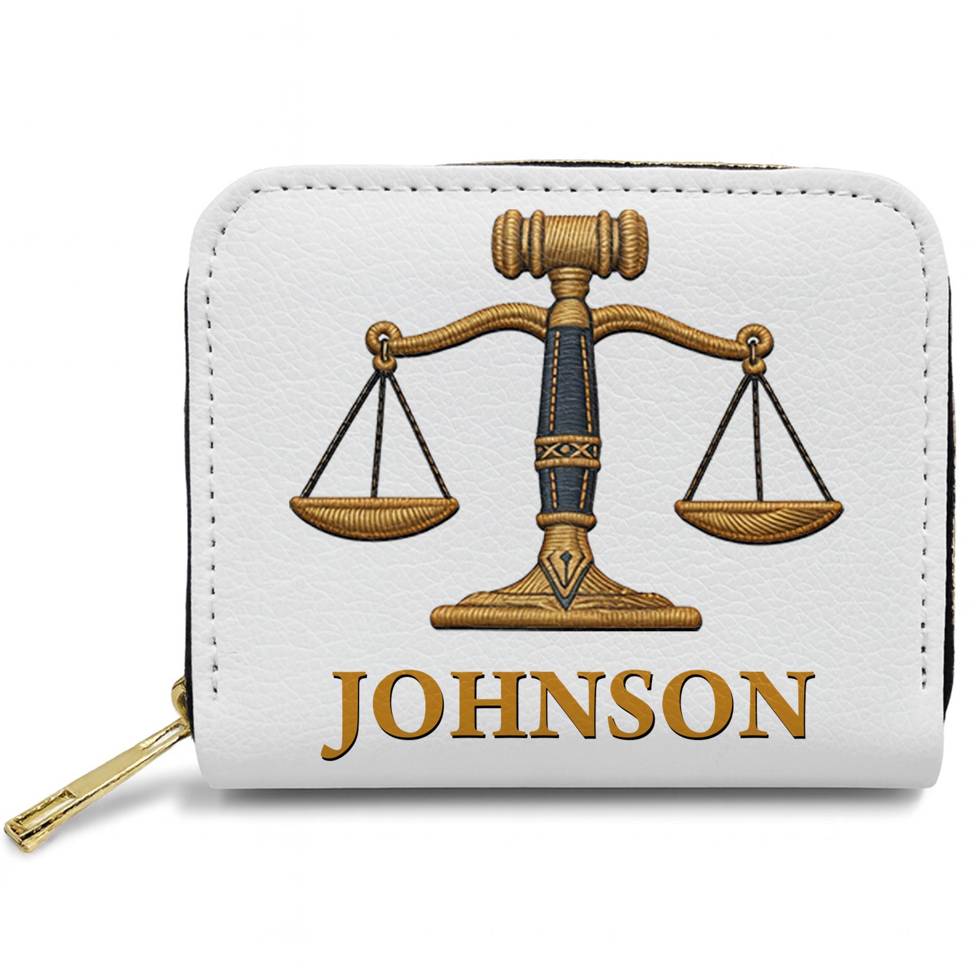Personalized Custom Leather Wallet with Gavel for Lawyers Leather Wallet GradoCreations