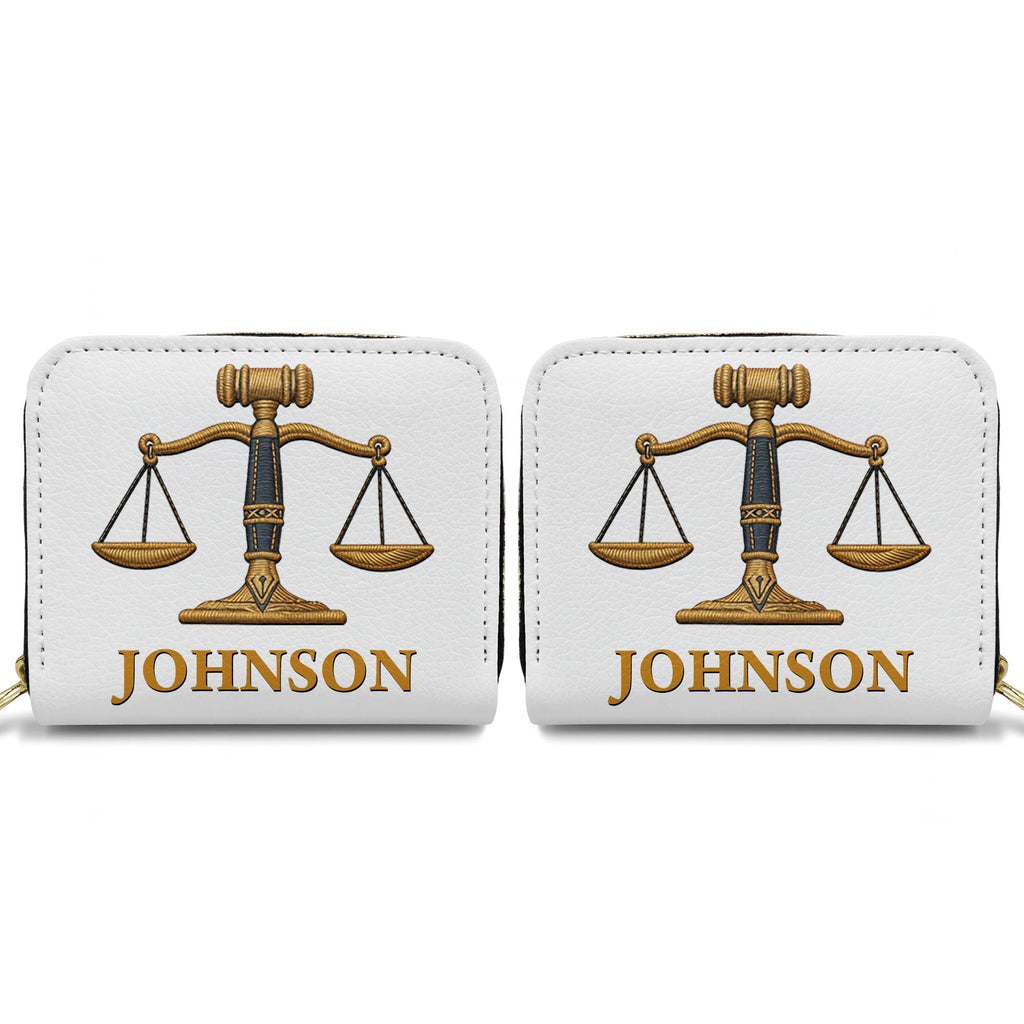 Personalized Custom Leather Wallet with Gavel for Lawyers Leather Wallet GradoCreations