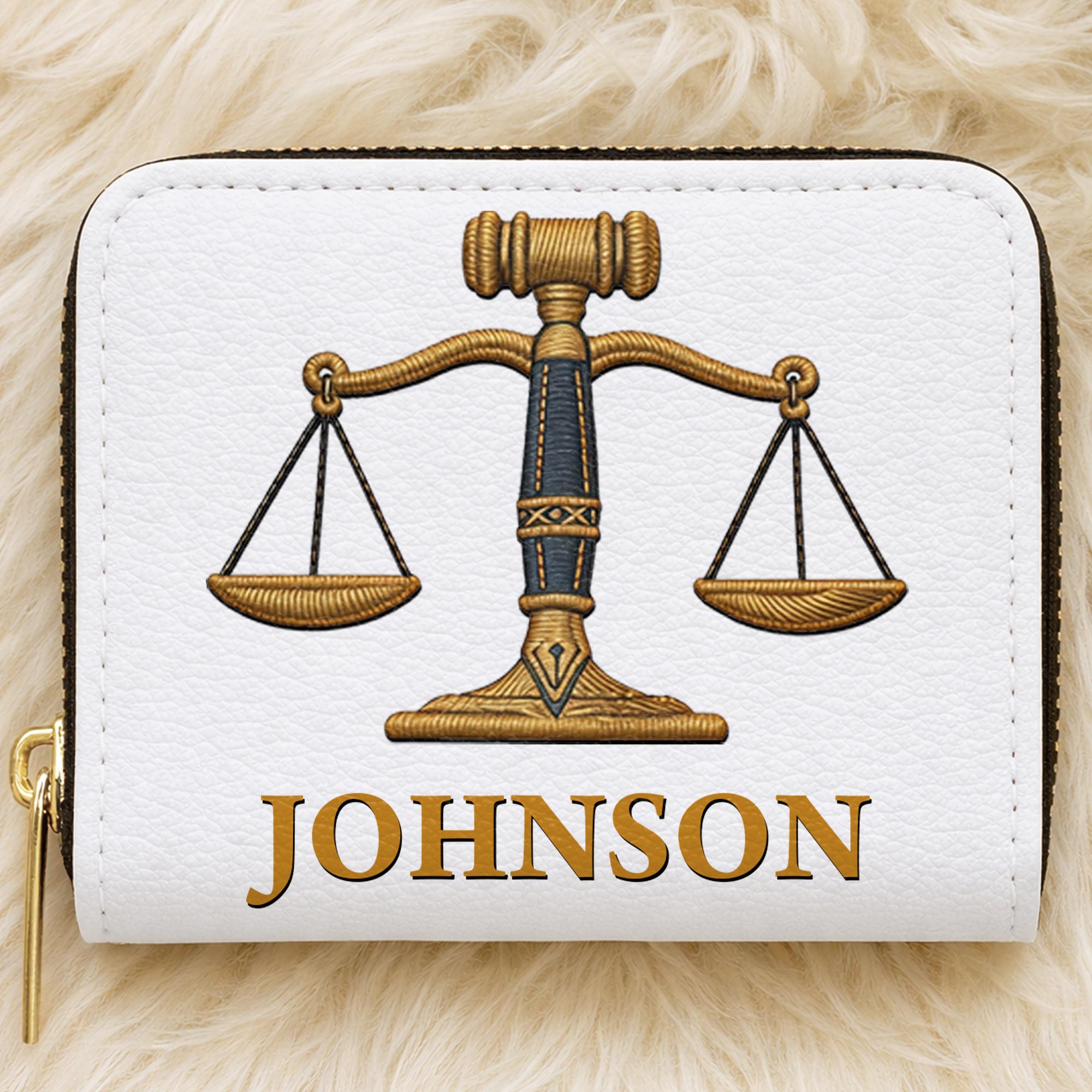 Personalized Custom Leather Wallet with Gavel for Lawyers Leather Wallet GradoCreations