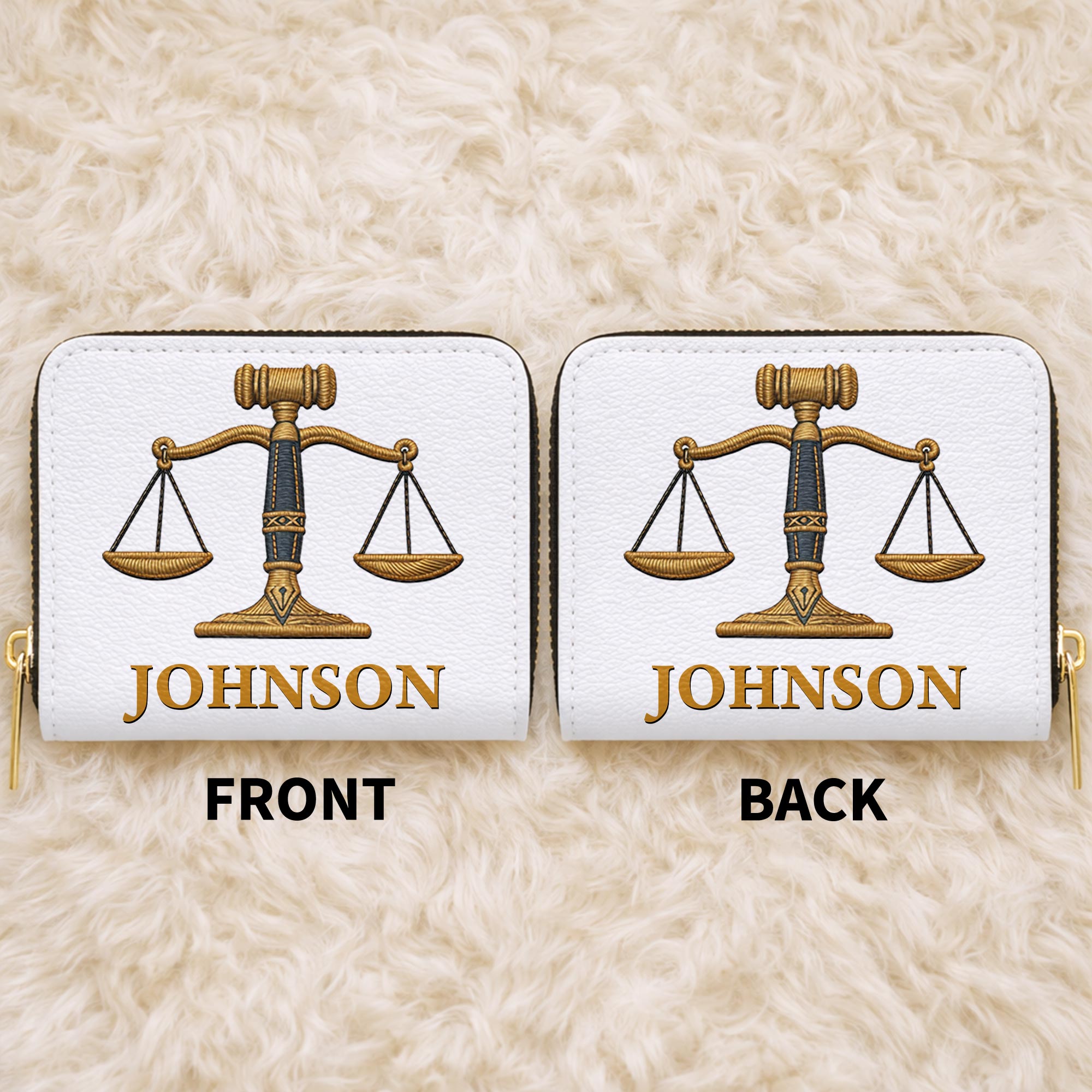 Personalized Custom Leather Wallet with Gavel for Lawyers Leather Wallet GradoCreations