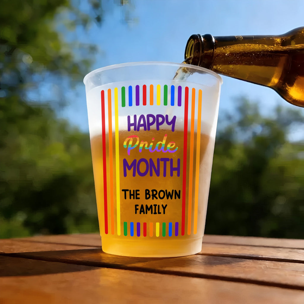 Personalized Rainbow Stripes Frosted Cups Gift for Pride Month Frosted Cups GradoCreations