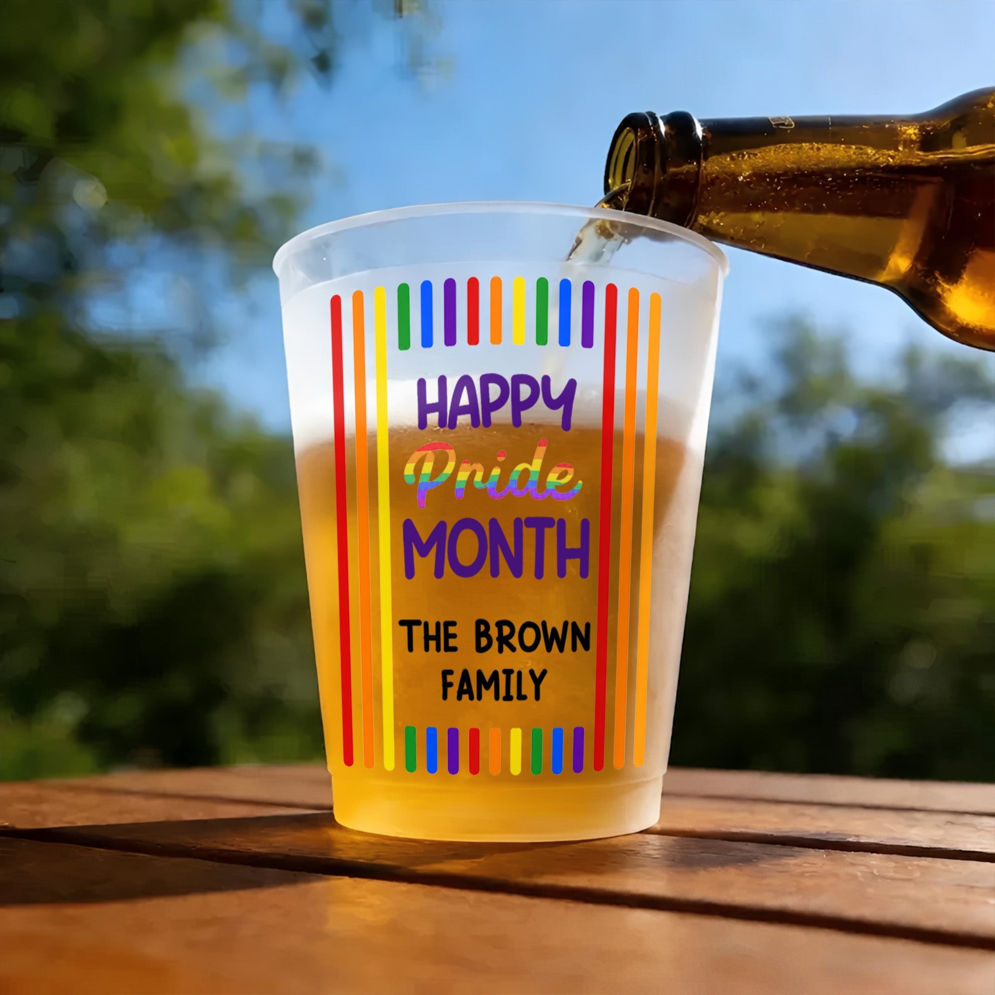 Personalized Rainbow Stripes Frosted Cups Gift for Pride Month Frosted Cups GradoCreations