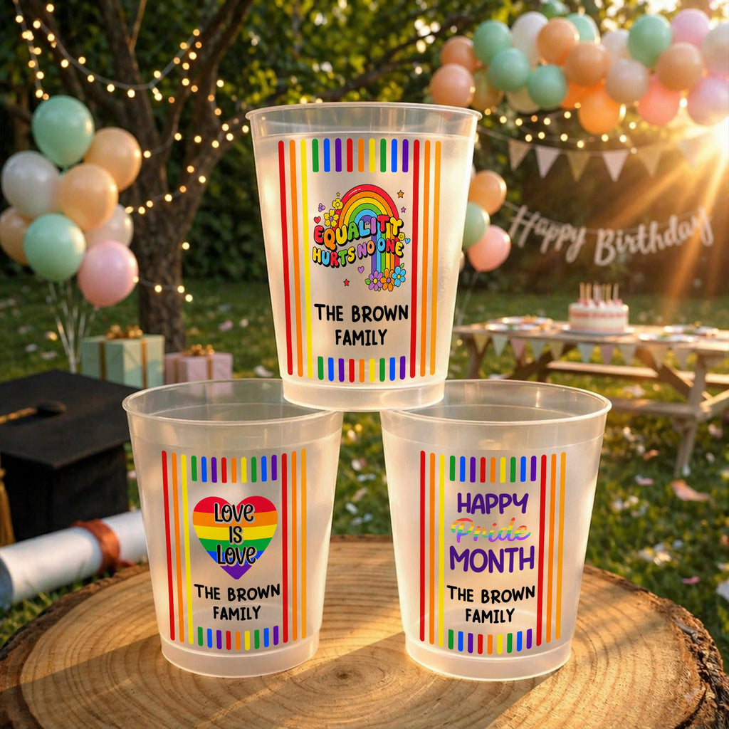 Personalized Rainbow Stripes Frosted Cups Gift for Pride Month Frosted Cups GradoCreations