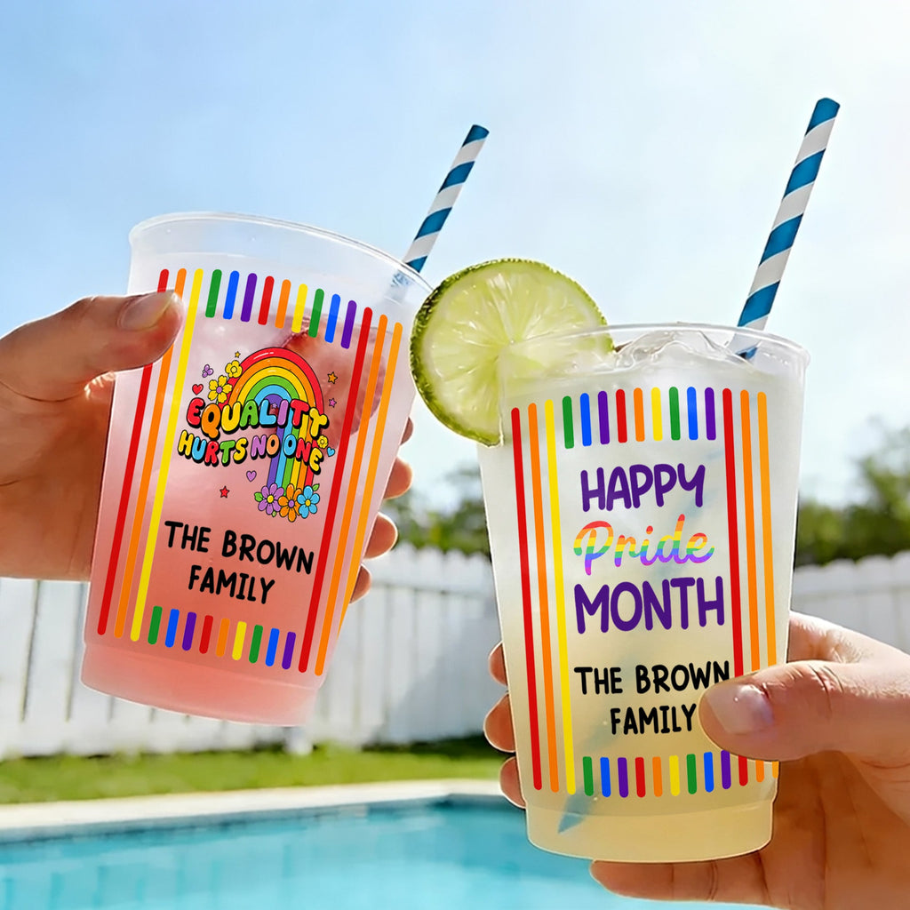 Personalized Rainbow Stripes Frosted Cups Gift for Pride Month Frosted Cups GradoCreations