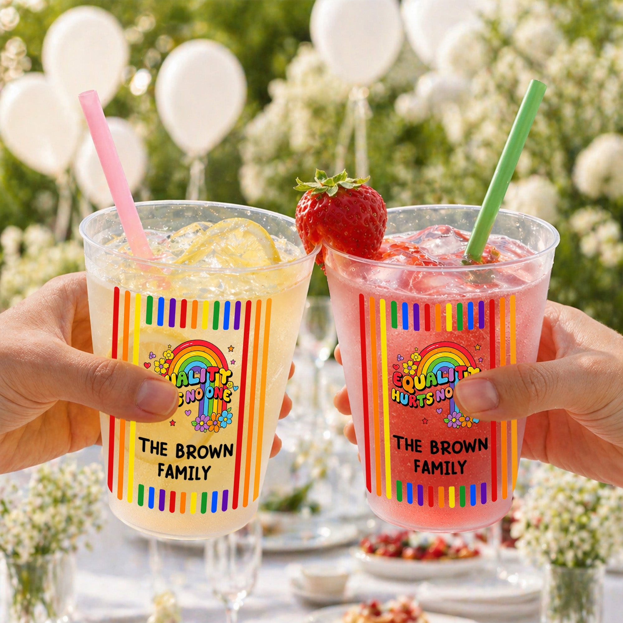 Personalized Rainbow Stripes Frosted Cups Gift for Pride Month Frosted Cups GradoCreations