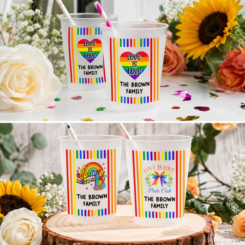 Personalized Rainbow Stripes Frosted Cups Gift for Pride Month Frosted Cups GradoCreations