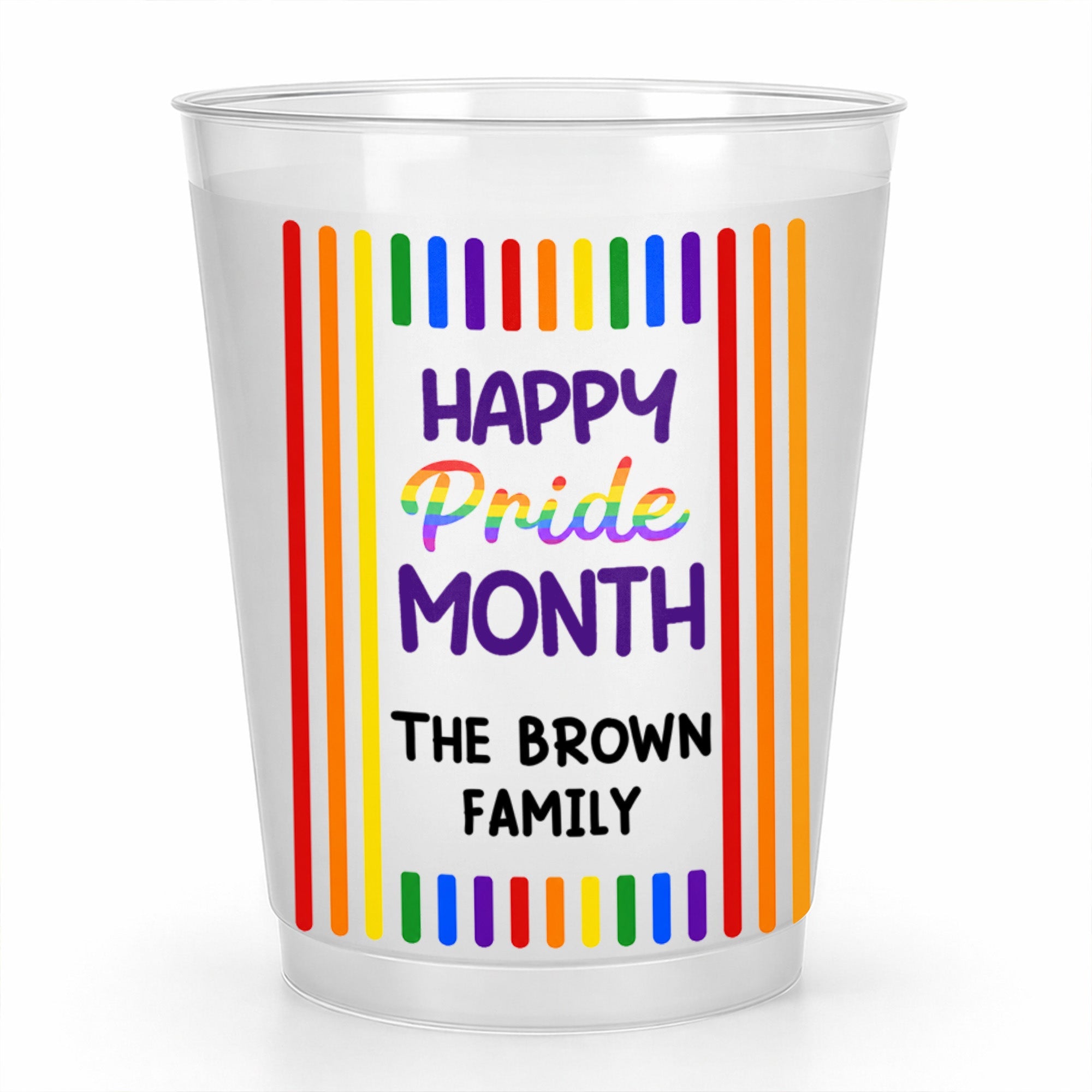 Personalized Rainbow Stripes Frosted Cups Gift for Pride Month Frosted Cups GradoCreations