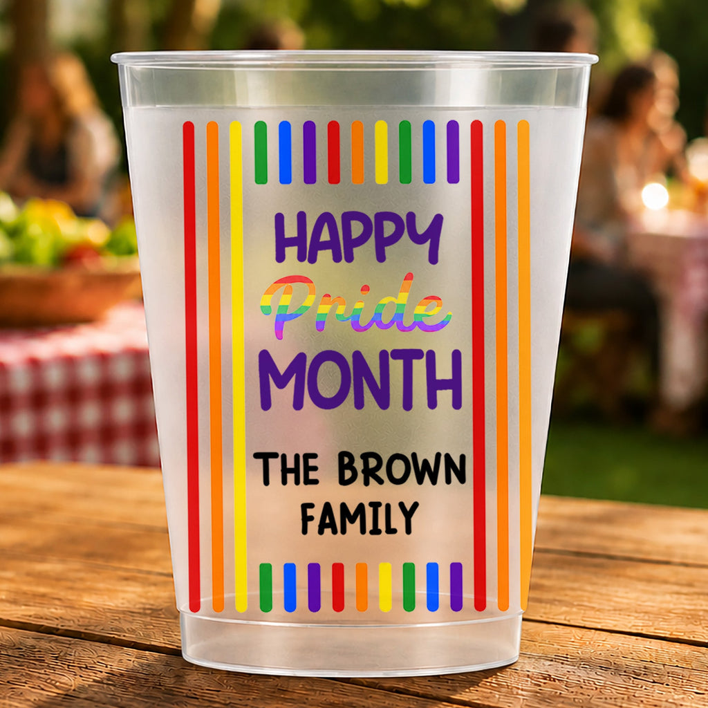 Personalized Rainbow Stripes Frosted Cups Gift for Pride Month Frosted Cups GradoCreations