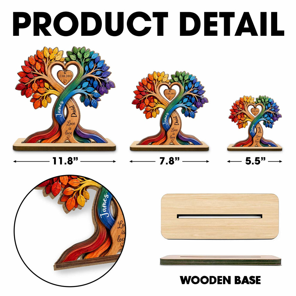 Personalized Love Is Love Rainbow Wood Plaque Custom Gift for Couples Wood Plaque GradoCreations