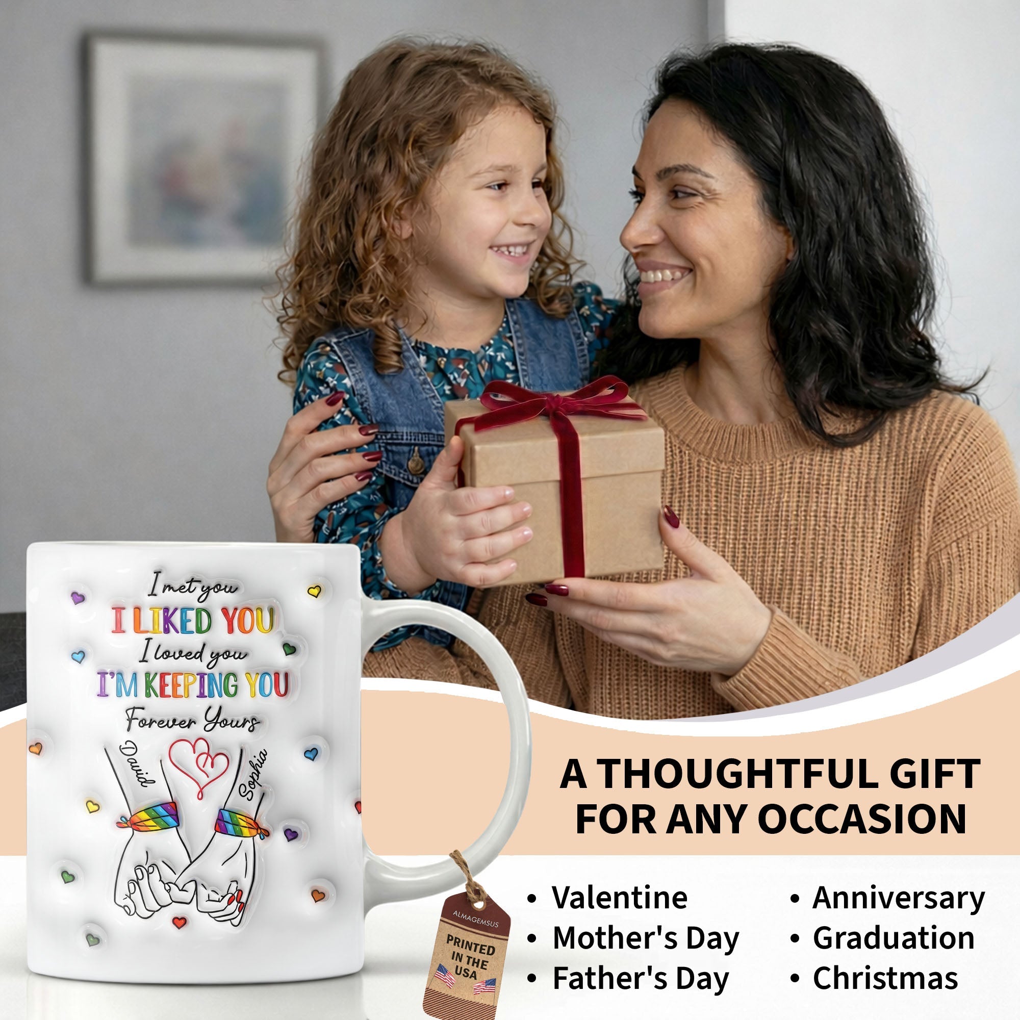Personalized Edge-to-Edge Mug Custom Couples Gift Rainbow Love Edge-to-edge Mug GradoCreations