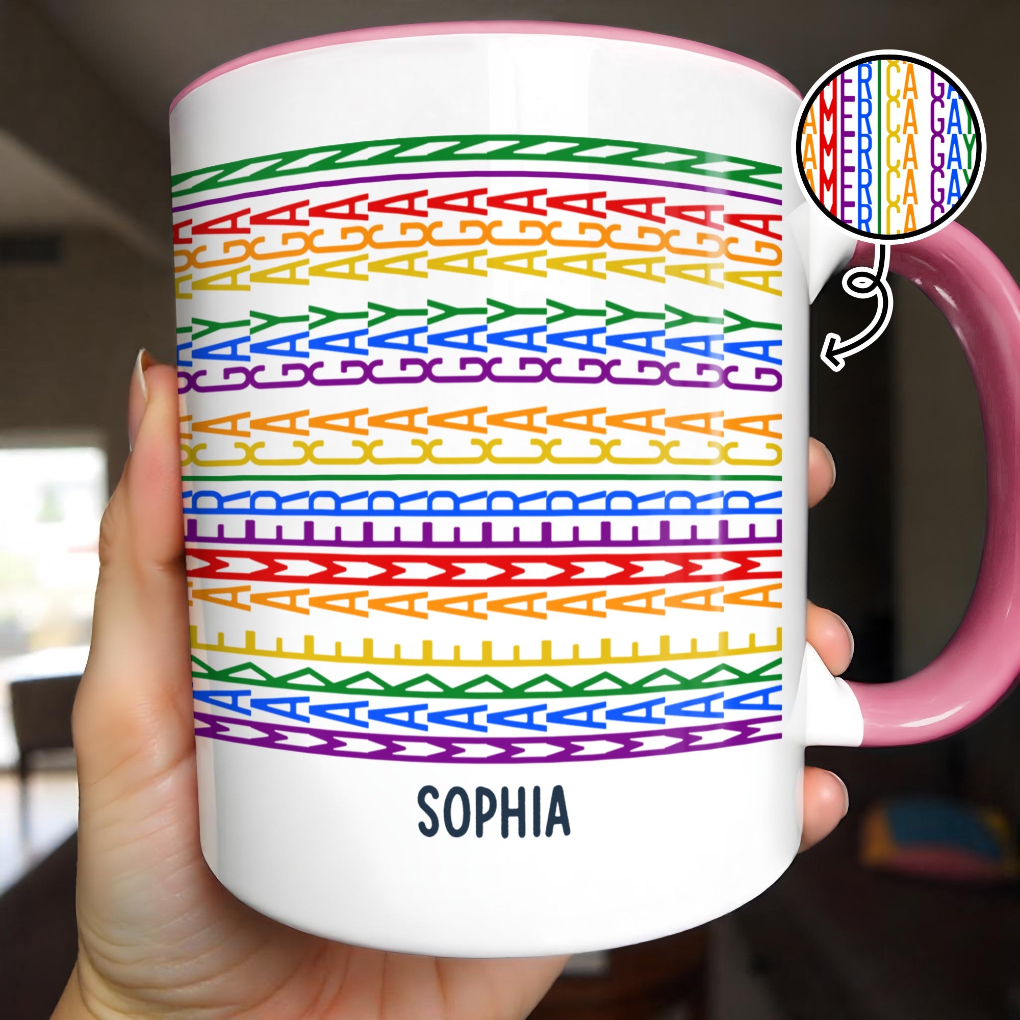 Personalized Accent Mug Custom Name Rainbow Pride Gift for Friends Accent Mug GradoCreations