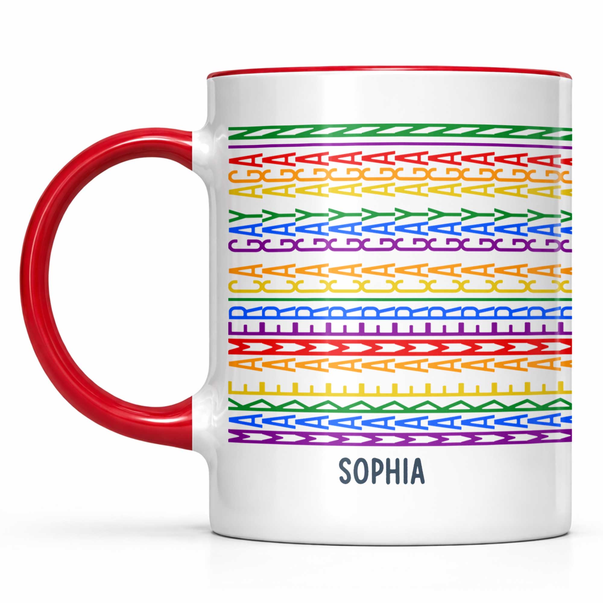 Personalized Accent Mug Custom Name Rainbow Pride Gift for Friends Accent Mug GradoCreations