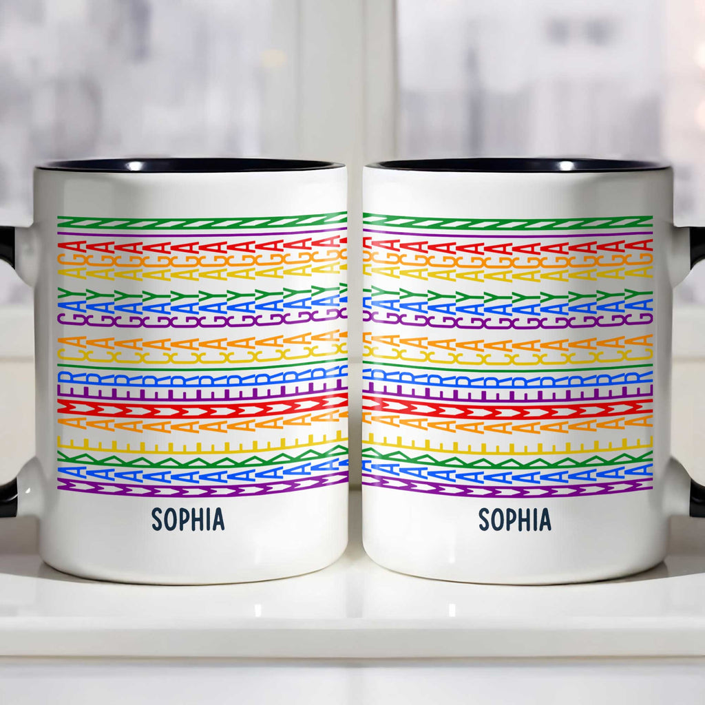 Personalized Accent Mug Custom Name Rainbow Pride Gift for Friends Accent Mug GradoCreations