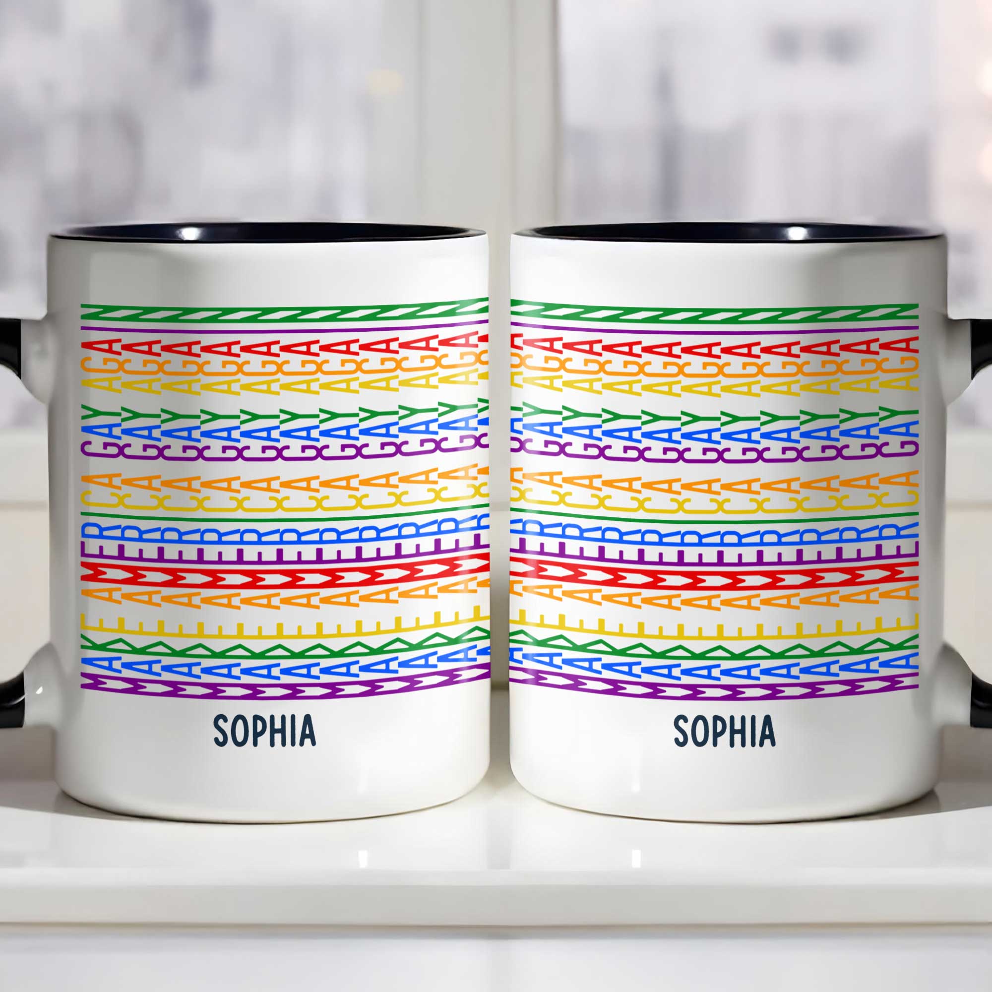 Personalized Accent Mug Custom Name Rainbow Pride Gift for Friends Accent Mug GradoCreations