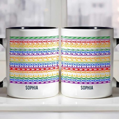 Personalized Accent Mug Custom Name Rainbow Pride Gift for Friends Accent Mug GradoCreations