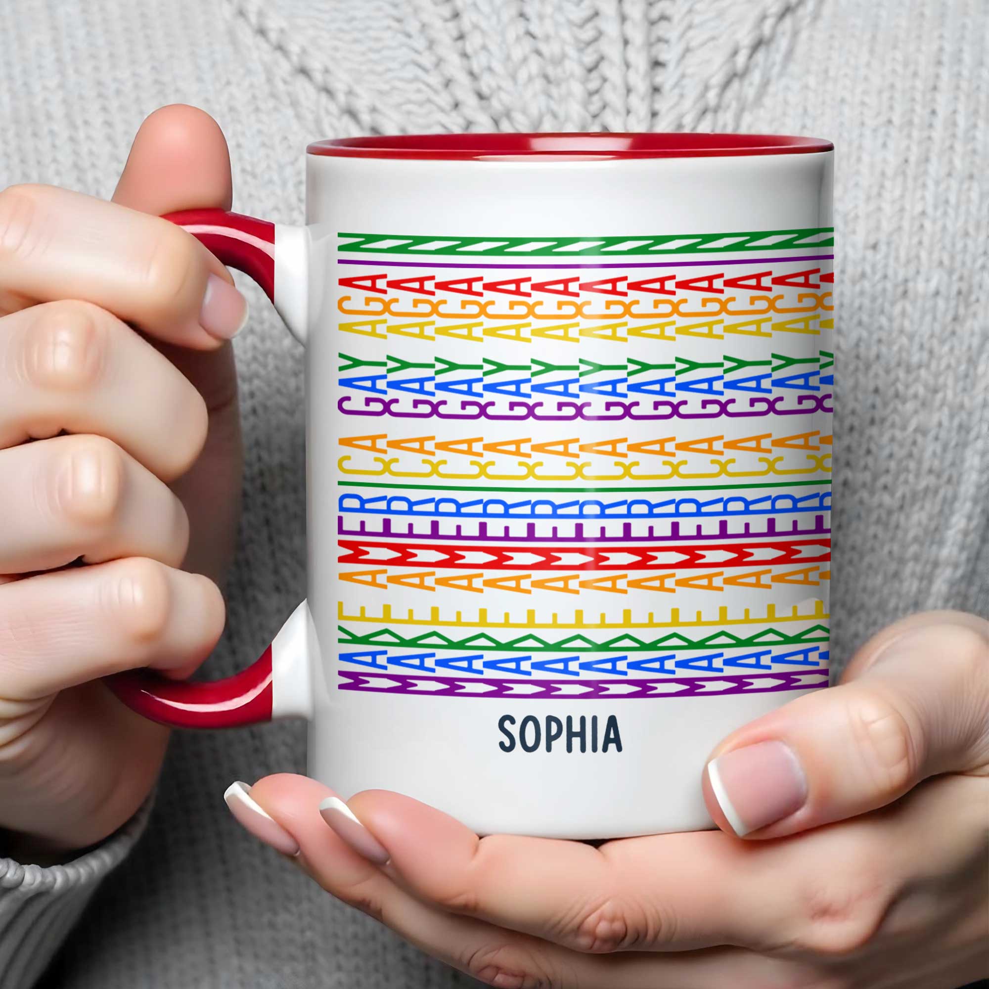 Personalized Accent Mug Custom Name Rainbow Pride Gift for Friends Accent Mug GradoCreations