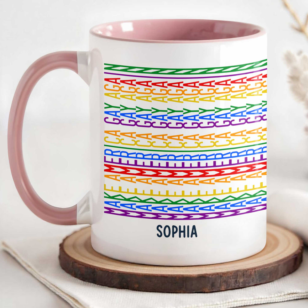 Personalized Accent Mug Custom Name Rainbow Pride Gift for Friends Accent Mug GradoCreations
