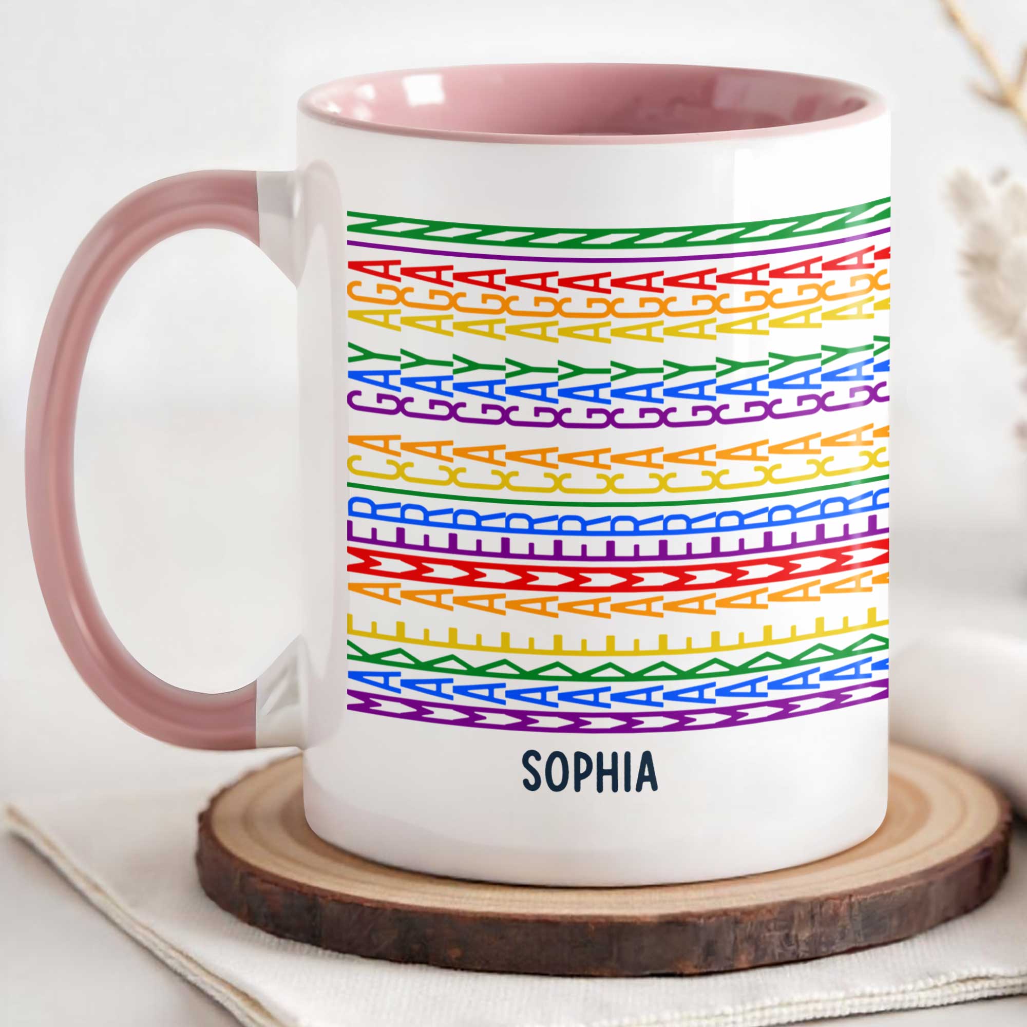 Personalized Accent Mug Custom Name Rainbow Pride Gift for Friends Accent Mug GradoCreations