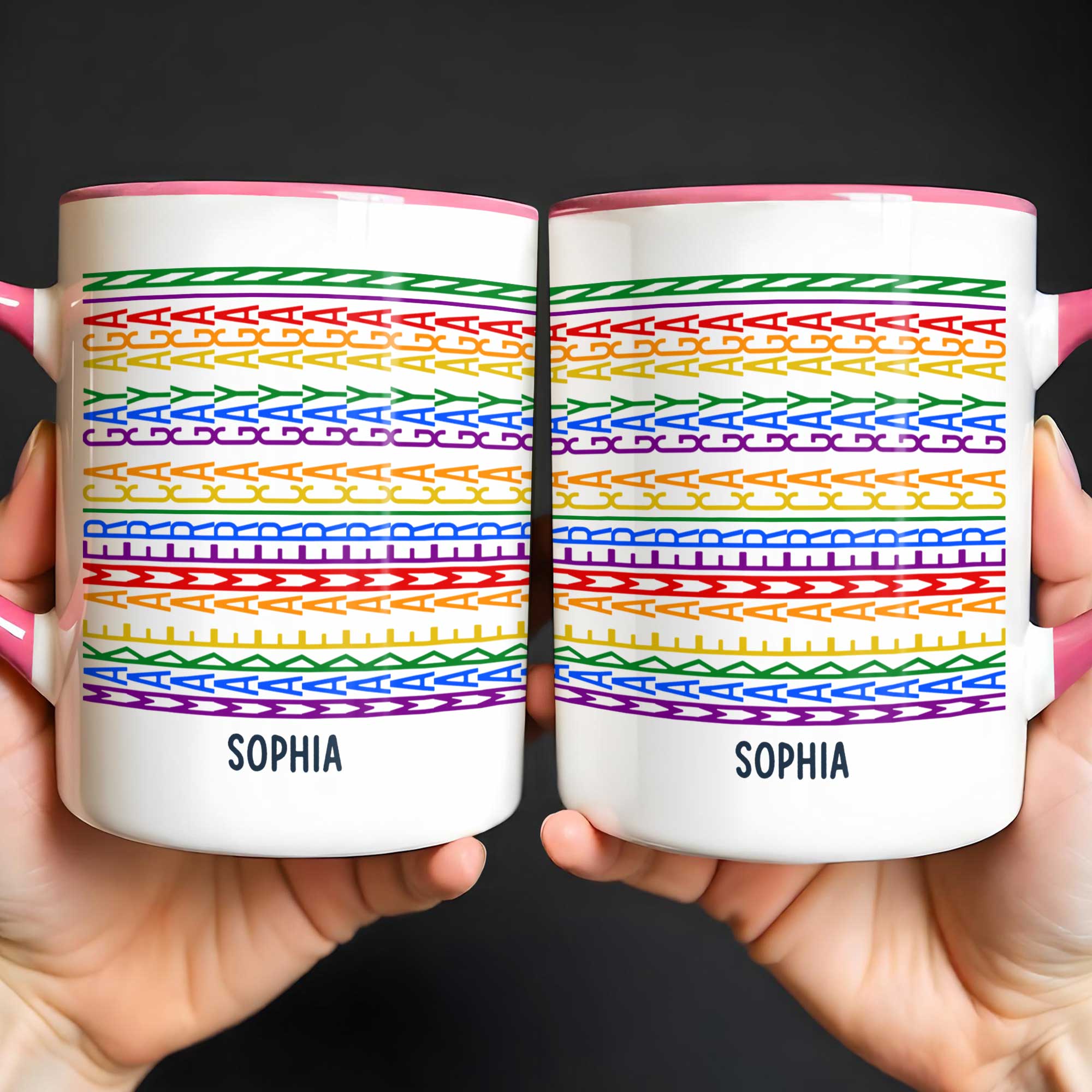 Personalized Accent Mug Custom Name Rainbow Pride Gift for Friends Accent Mug GradoCreations