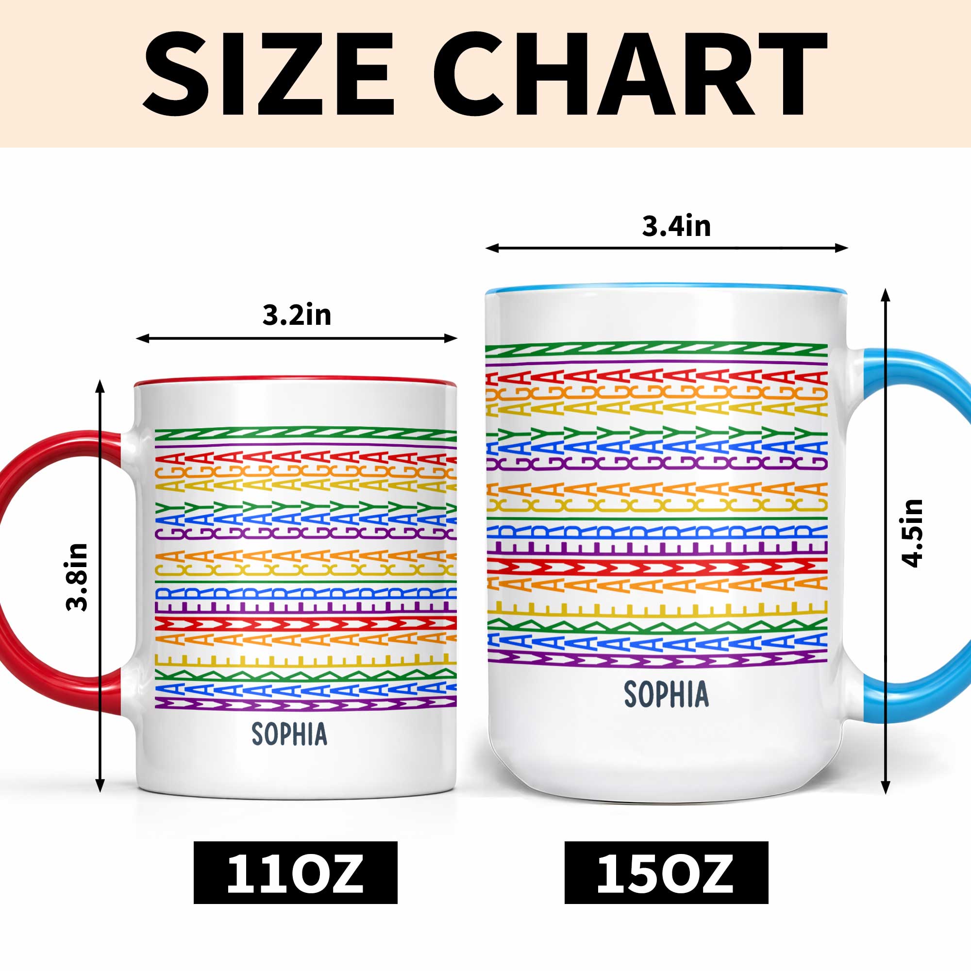 Personalized Accent Mug Custom Name Rainbow Pride Gift for Friends Accent Mug GradoCreations