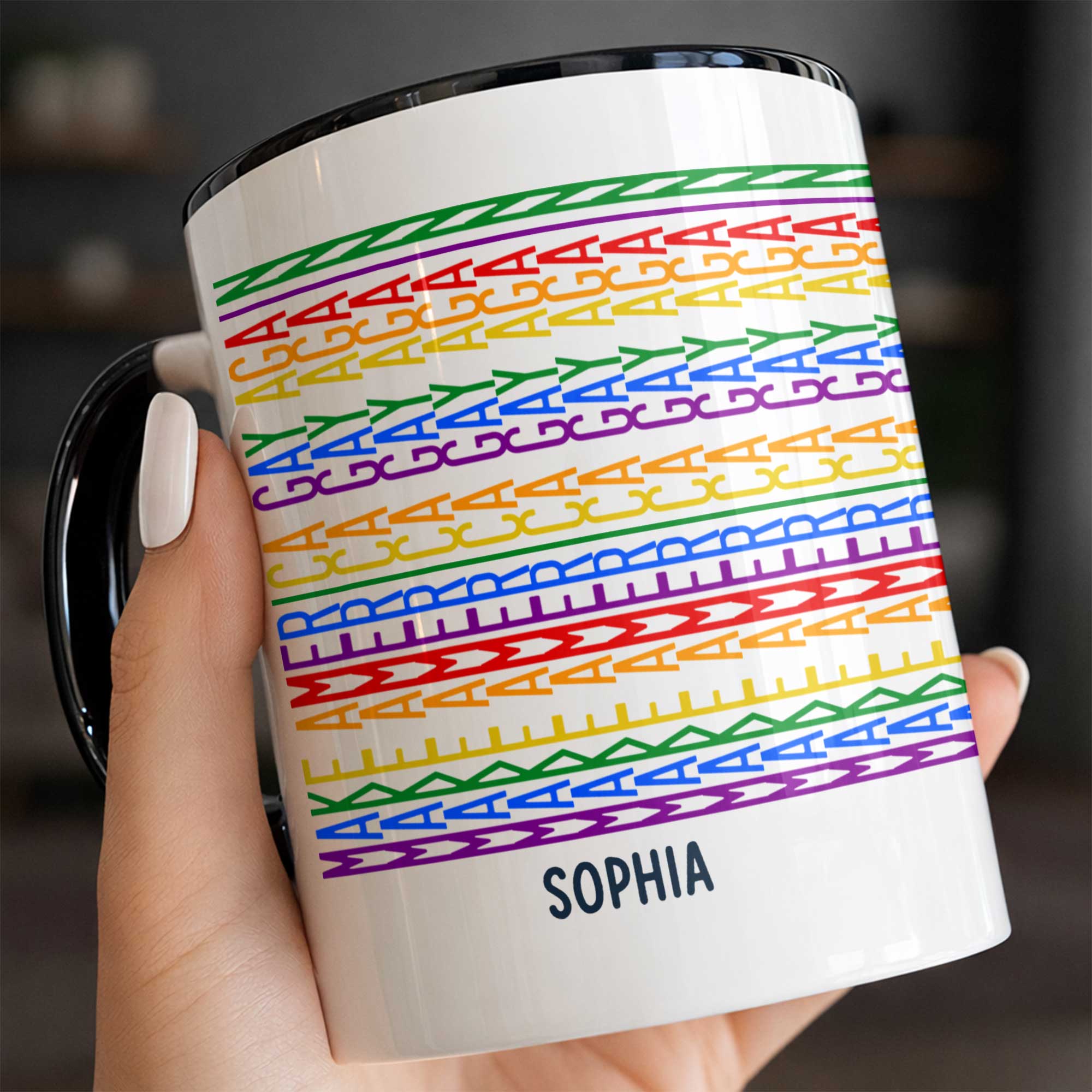 Personalized Accent Mug Custom Name Rainbow Pride Gift for Friends Accent Mug GradoCreations