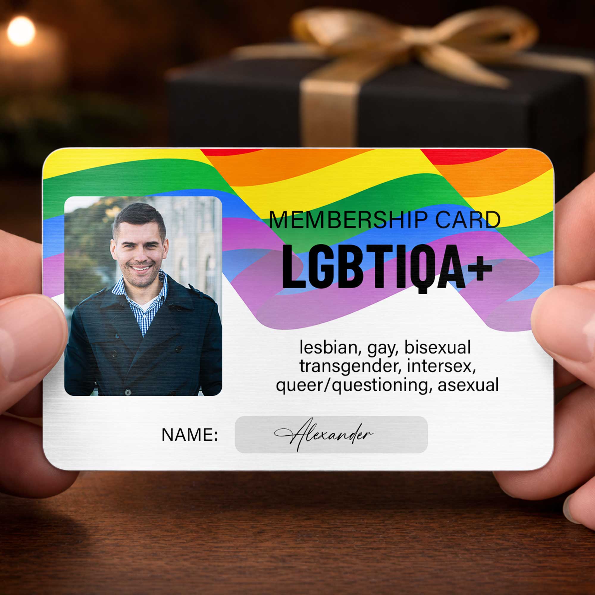 Personalized Rainbow Wallet Card Custom Photo Gift for LGBT Wallet Card GradoCreations
