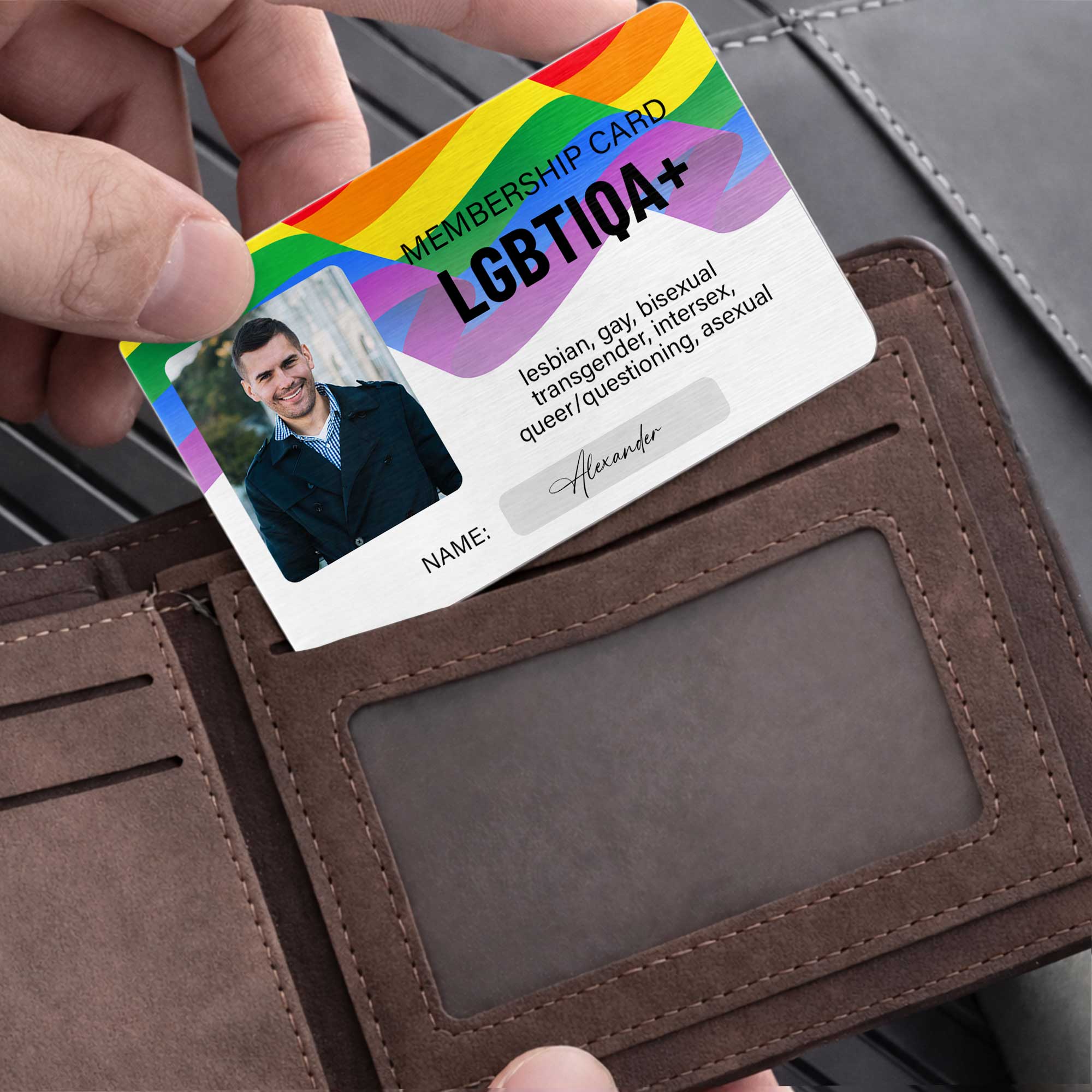 Personalized Rainbow Wallet Card Custom Photo Gift for LGBT Wallet Card GradoCreations