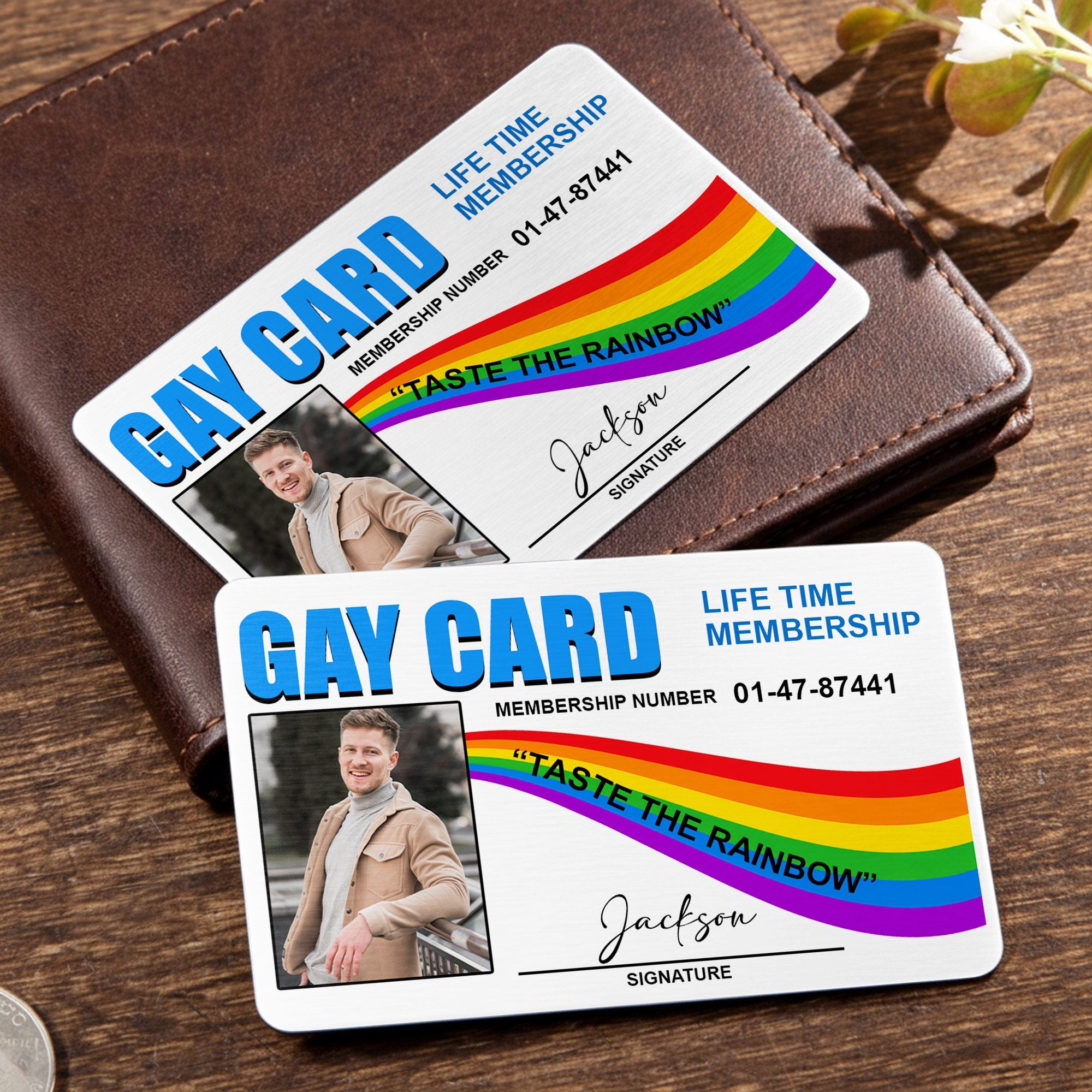 Personalized Rainbow Aluminum Wallet Card Custom Name Gift for LGBT Wallet Card GradoCreations