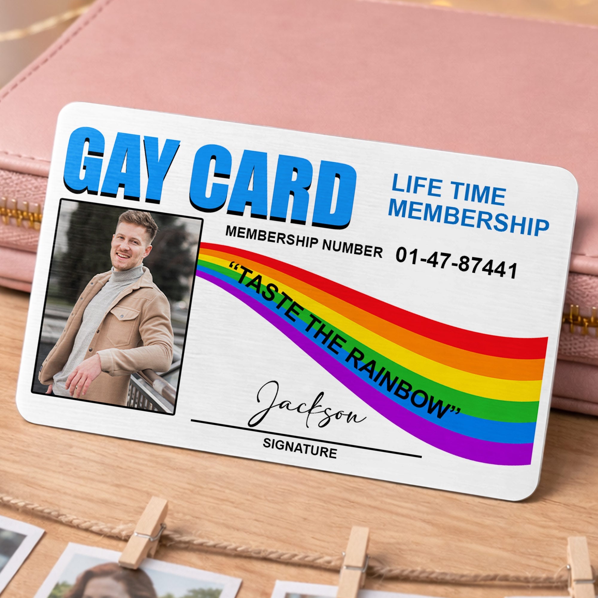 Personalized Rainbow Aluminum Wallet Card Custom Name Gift for LGBT Wallet Card GradoCreations
