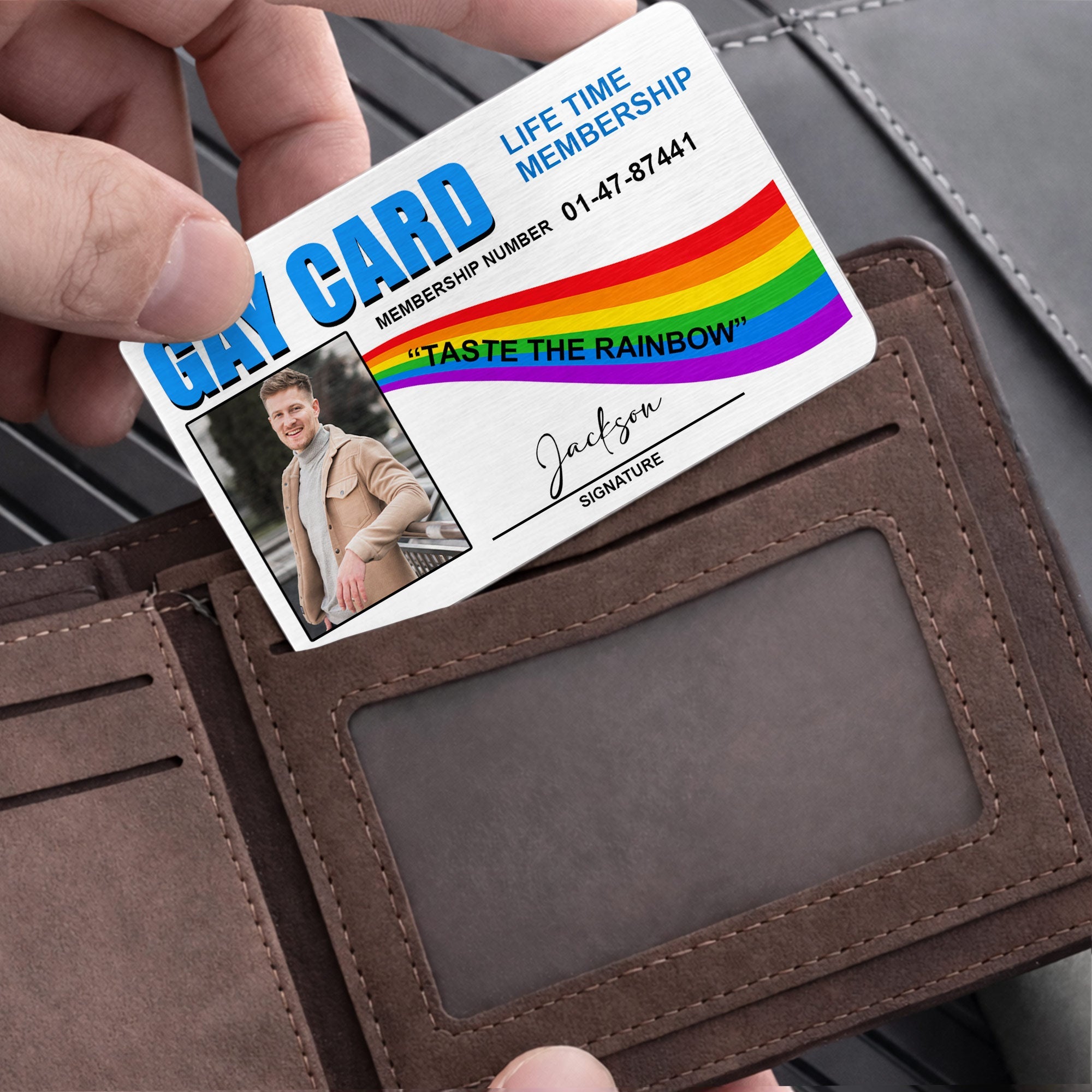 Personalized Rainbow Aluminum Wallet Card Custom Name Gift for LGBT Wallet Card GradoCreations