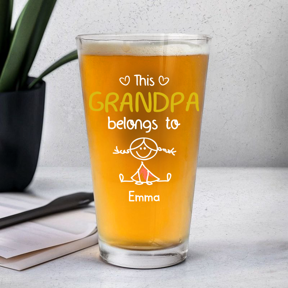 Personalized Beer Glass Custom Name Gift for Dad Father's Day HN590 - Print Beer Glass GradoCreations