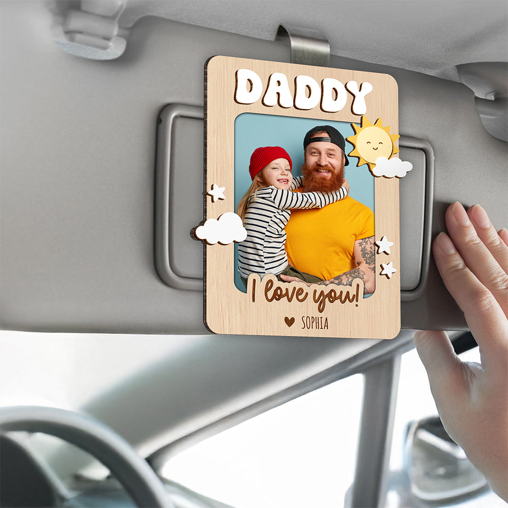 Personalized Photo Car Visor Clip Gift for Dad Father's Day HN590 - 2 Layered Car Visor Clip GradoCreations