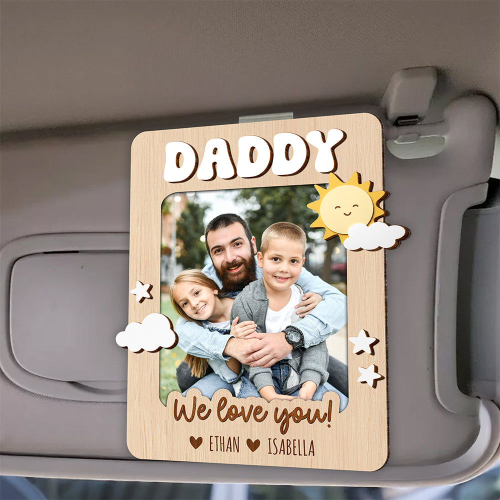 Personalized Photo Car Visor Clip Gift for Dad Father's Day HN590 - 2 Layered Car Visor Clip GradoCreations