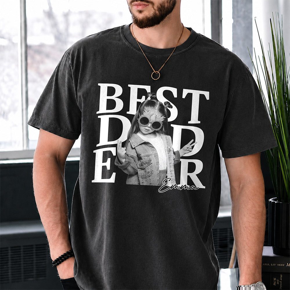 Personalized Photo Shirt Best Dad Ever Gift for Father's Day Comfort Shirt GradoCreations