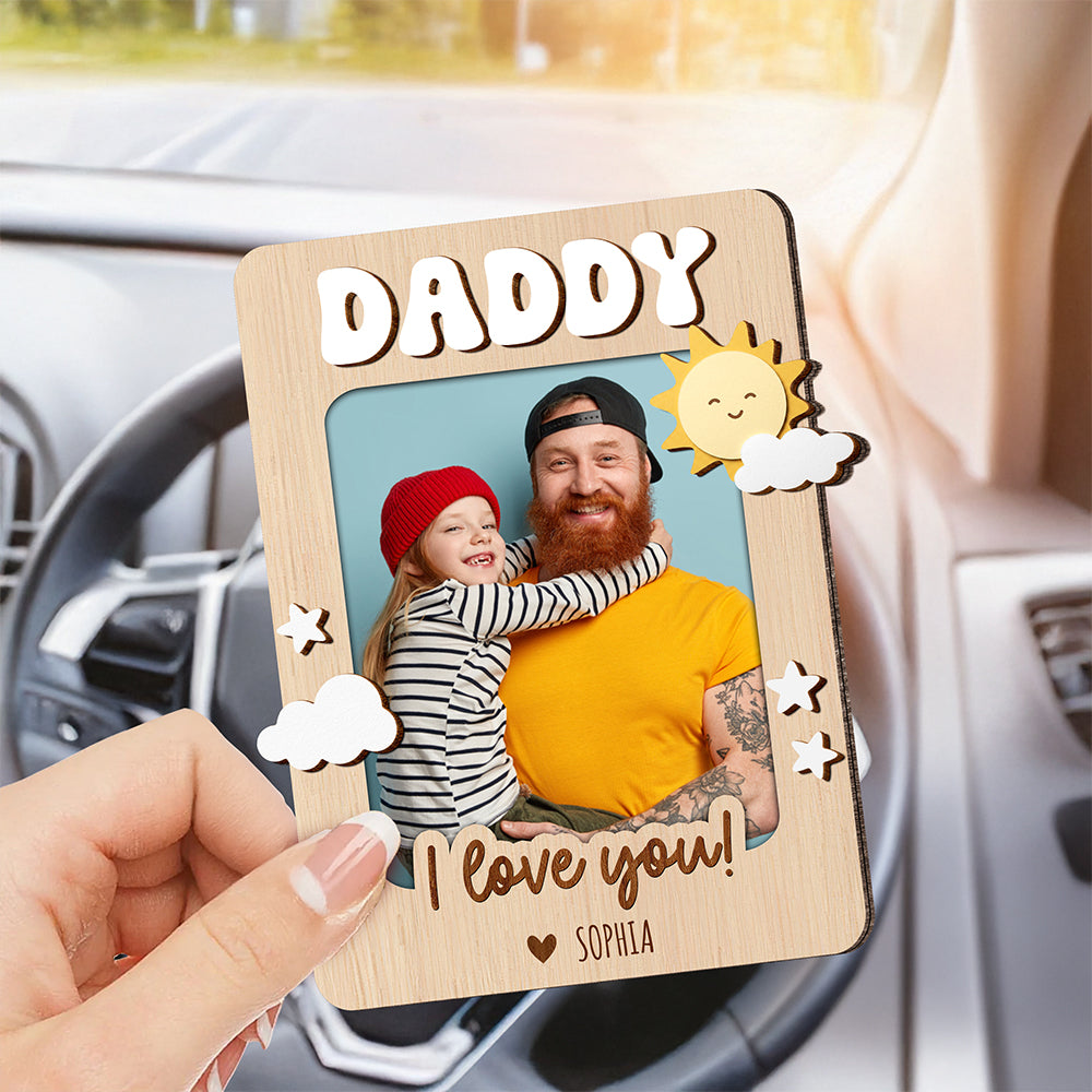 Personalized Photo Car Visor Clip Gift for Dad Father's Day HN590 - 2 Layered Car Visor Clip GradoCreations