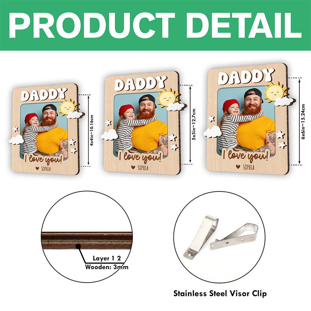 Personalized Photo Car Visor Clip Gift for Dad Father's Day HN590 - 2 Layered Car Visor Clip GradoCreations