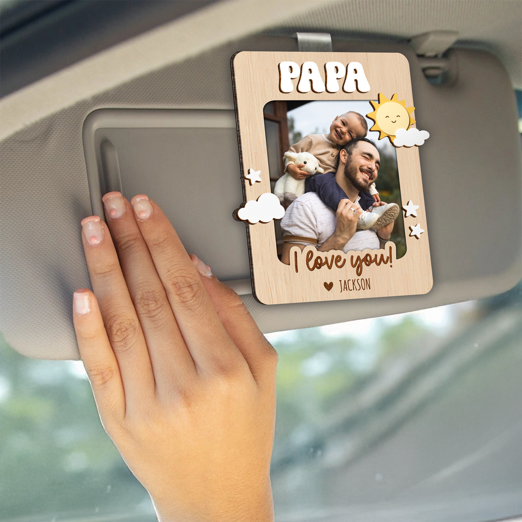 Personalized Photo Car Visor Clip Gift for Dad Father's Day HN590 - 2 Layered Car Visor Clip GradoCreations