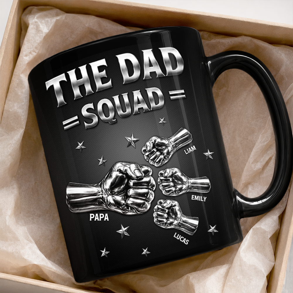 Personalized Fist Bump Black Mug Custom Name Gift for Dad HN590 - Black Mug GradoCreations