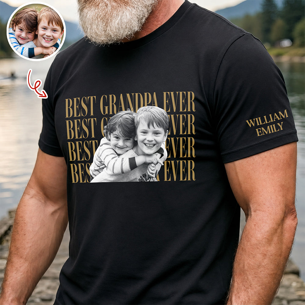 Personalized Vintage Photo T-Shirt Best Dad or Mom Gift Short Sleeve Print Shirt GradoCreations