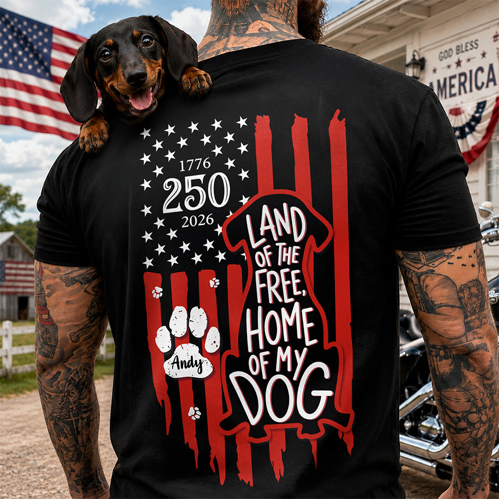 Personalized Patriotic Dog T-Shirt Custom Text Gift for Dog Dad HN590 - Tshirt Back GradoCreations