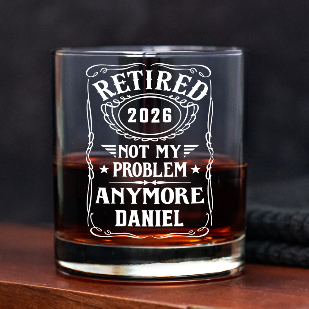 Personalized Retirement Rock Glass Custom Name Gift for Dad HN590 - Print Rock Glass GradoCreations