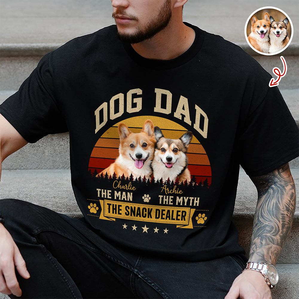 Custom Photo Dark Shirt Gift for Dog Dad The Man Myth Snack Dealer HN590 - Tshirt GradoCreations