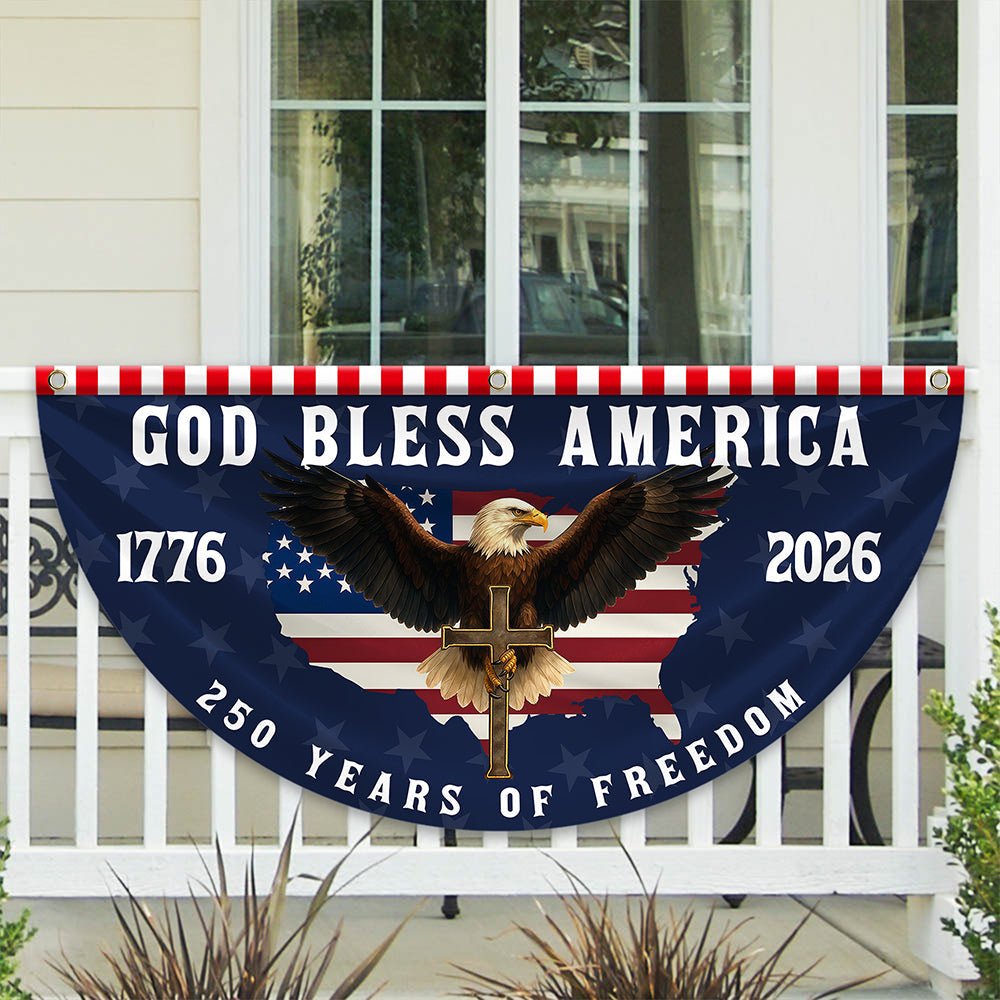 Personalized 250 Years of Freedom Non-Pleated Fan Flag Gift for Family Fourth of July HN590 - Non-Pleated Fan Flag GradoCreations