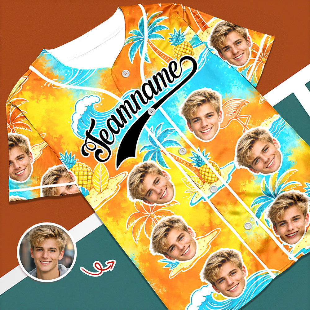 Personalized Tropical Floral Baseball Jersey Custom Photo Gift for Dad Jersey Baseball Shirt GradoCreations