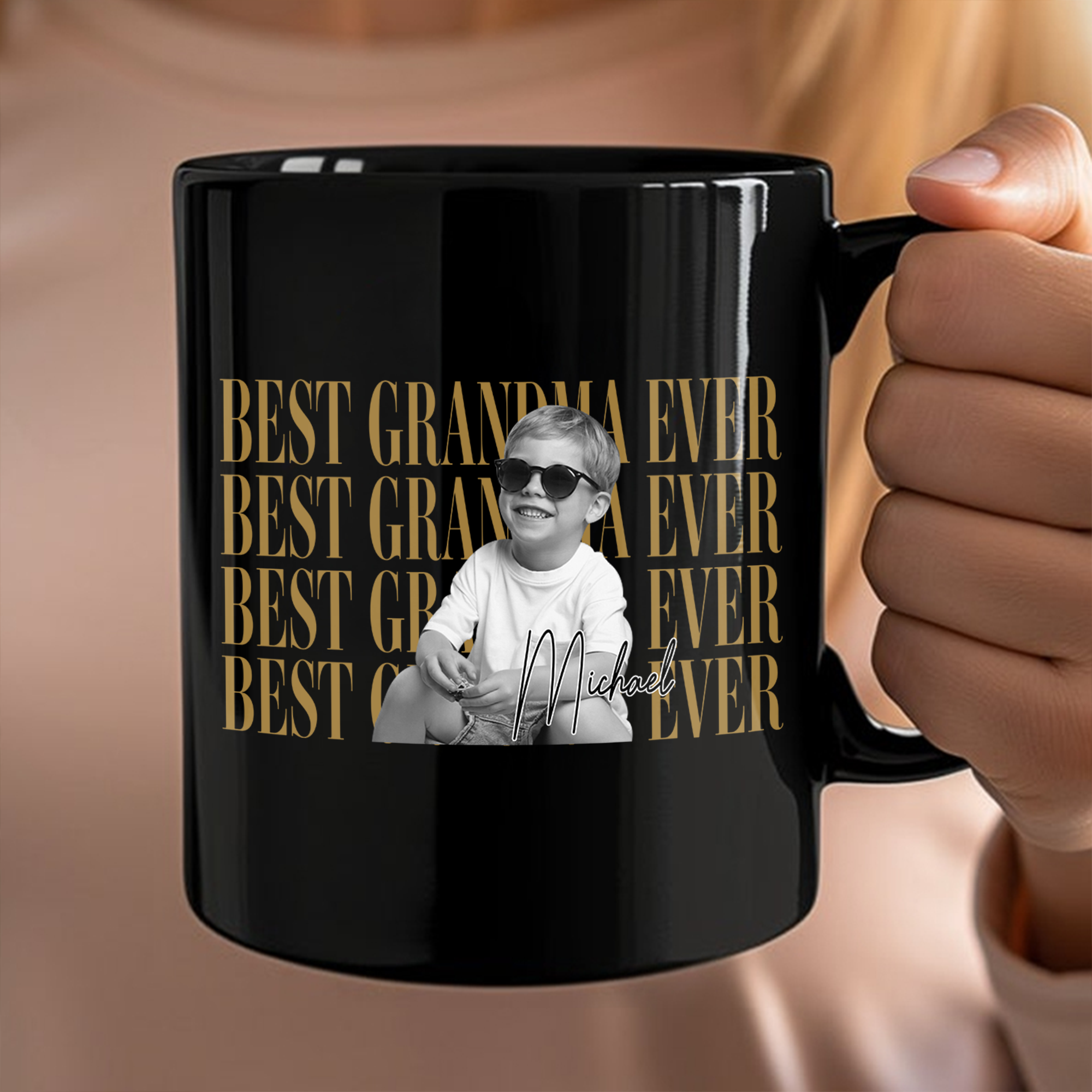 Personalized Vintage Photo Black Mug Best Dad Mom Gift HN590 - Black Mug GradoCreations